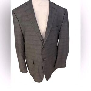 Men's Blazer, Sport Coat, Suit Jacket, Marc New York, Gray Black Plaid 40S